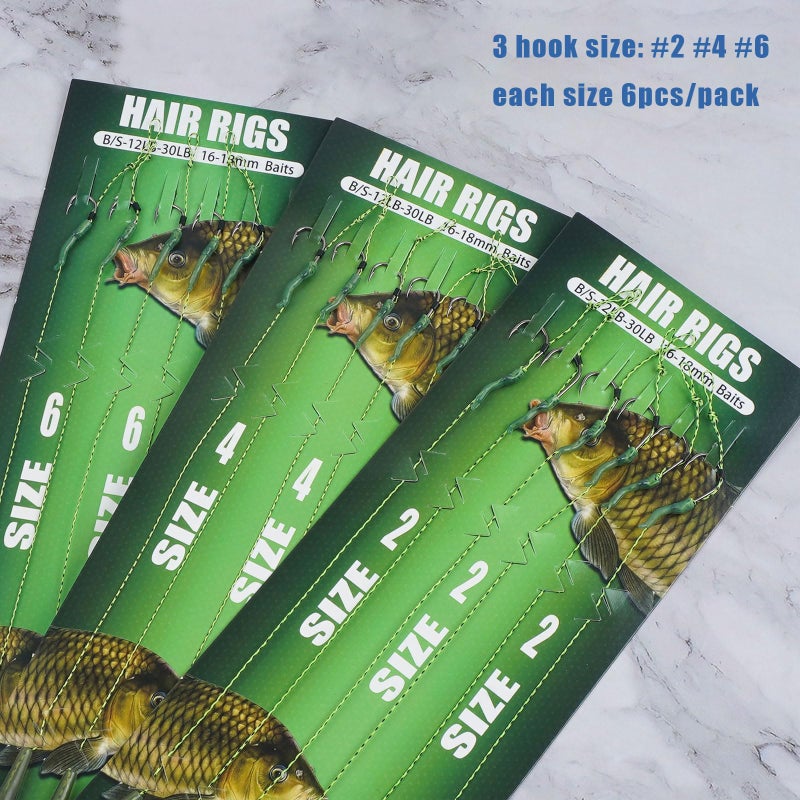 JSHANMEI مجموعة أدوات صيد سمك الشبوط - 18 قطعة من خطافات بارب المنحنية من الفولاذ عالي الكربون، أدوات صيد السمك ذات خيط مضفر - Image 5